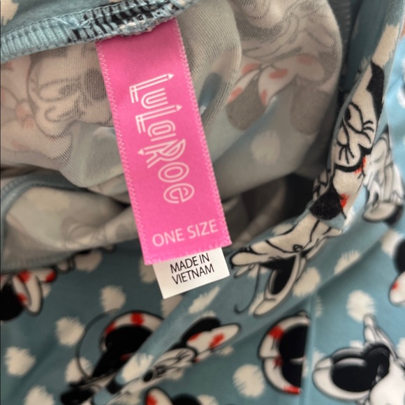 LuLaRoe Blue Leggings with Minnie Mouse Print - Picture 2 of 2
